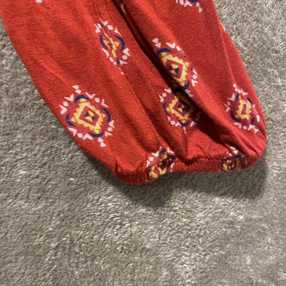 Old Navy Shirt Womens Small Red Tribal Print Long Sleeve Top Square Neck Stretch - Picture 6 of 8